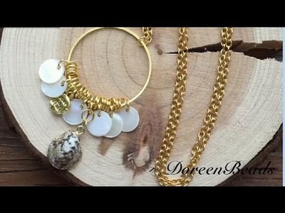Doreenbeads Jewelry Making Tutorial - How to DIY Delicate Shell Charms Necklace