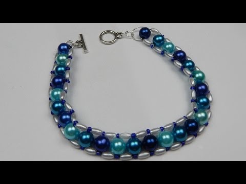 How to make a beaded pearl bracelet beading jewelry DIY (tutorial + free pattern)