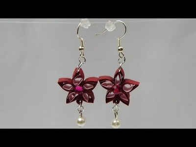 How to make quilling flower earrings with pearls DIY (tutorial + free pattern)