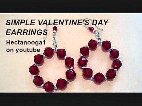 How to make Valentine's Day hoop diy earrings, jewelry making, step by step video tutorial, #1207