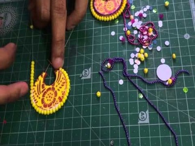 How to stick beads to the chandbali base