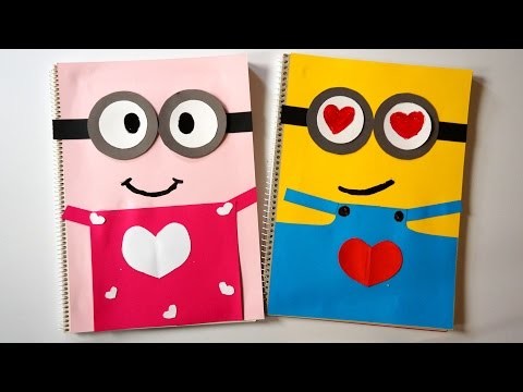 LOVE Minions Notebook COVERS DIY Valentine Day - PINK & YELLOW Minion Couple