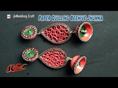 Paper Quilling Beehive Jhumka DIY Tutorial | How to make | JK Wedding Craft 069