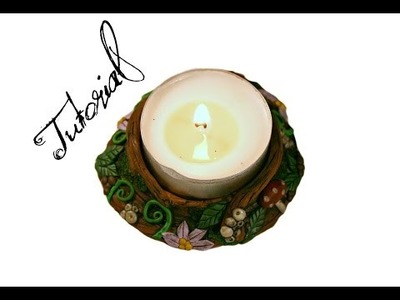 Polymer Clay Candle Holder | Fairy Forest Fantasy DIY Ornament.Gift | Faux Wood | Velvetorium