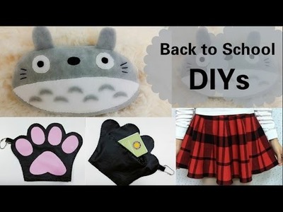 School DIYs: DIY Totoro Pencil Case+DIY Cat Paw coin Leather Purse+Quick Fix on Plaid skirt
