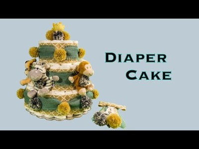 DIAPER CAKE & CORSAGE Baby Boy Shower Gift (DIY, How to Make, Rolled Diaper Method)