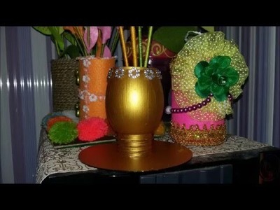 DIY flower pot from plastic bottle and old cd - creative ideas from bottle