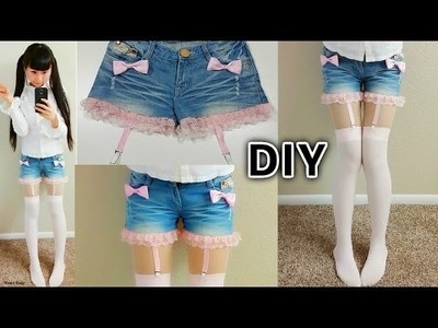 DIY Lace up Suspender Garter Shorts | DIY Harajuku Japanese Fashion