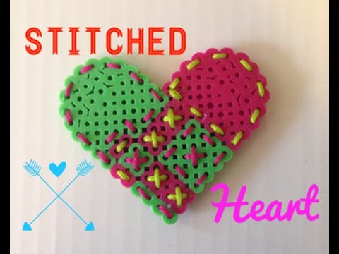 DIY Perler Bead Stitched Heart!
