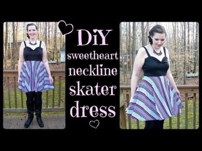 DIY Skater Dress with Circle Skirt + Sweetheart Neckline Bodice - How to Sew
