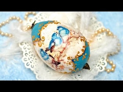 Decoupage ester egg blue birds  ---- DIY  By Catherine :)