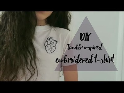 DIY embroidered t-shirt (anatomical heart). tumblr and brandy melville inspired