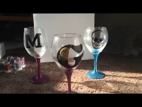 Diy glitter wine glass