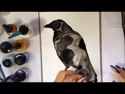 DIY tutorial how to paint a crow EASY