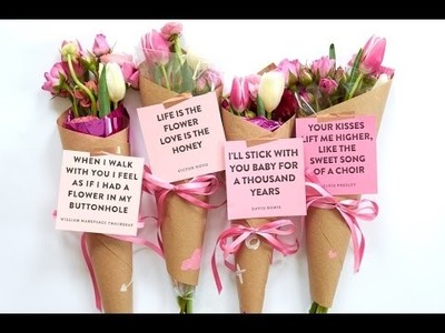 DIY Valentines Day Bouquet Wraps and Printable Love Quotes
