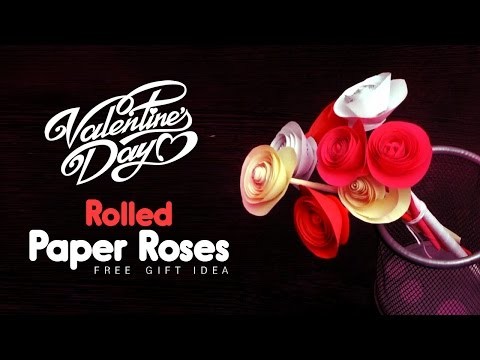 DIY: Valentines Day Free Gift Ideas | Beautiful Rolled Paper Rose Bouquet