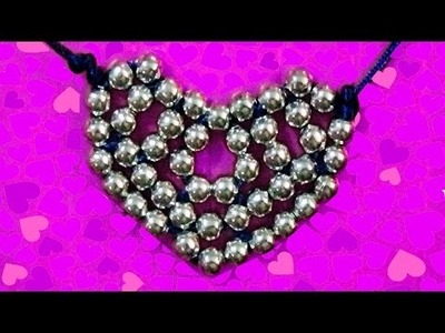 Hearts charm. Diy crafts ideas tutorials. how to make a heart with silver beads. To sell from home