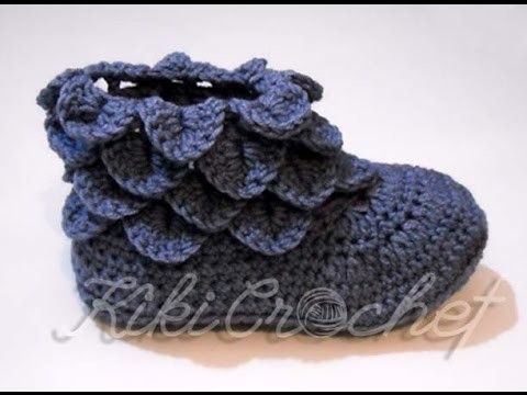 Crochet Crocodile Stitch Booties, Adult Size (pt1)