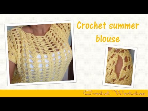 Crochet fan stitch summer blouse