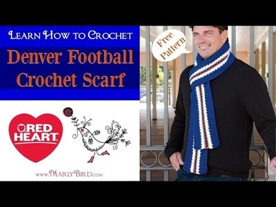Denver Football Game Day Scarf Free Crochet Pattern by Marly Bird using Red Heart Yarns