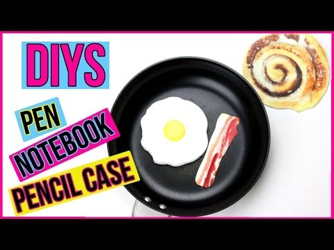 DIY Crafts: 3 Fun DIY Projects - Notebook, Pen, Pencil Case (Weird DIYs To Try) Fried Egg & Bacon