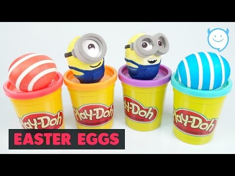 DIY Minions Easter Eggs - Play Doh + Clay Coloring Easter Eggs