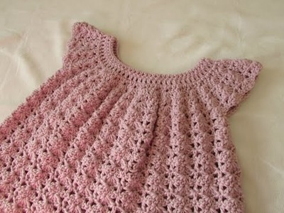 How to crochet a little girl's shell stitch dress. top. tunic