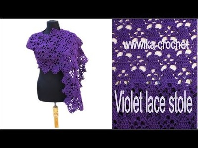 How to crochet a shawl Violet lace stole. Part 1