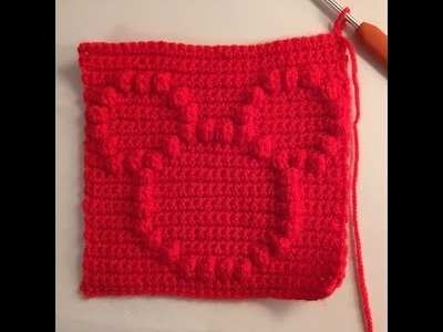 How to crochet a square with bobble stitch chart - Mickey Mouse