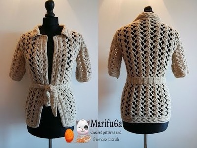 How to crochet beige jacket free tutorial pattern by marifu6a