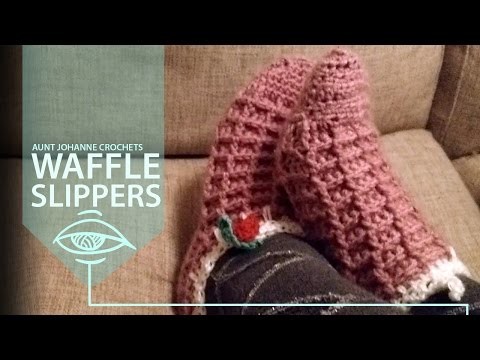 How to crochet waffle stitch slippers with rubber grip