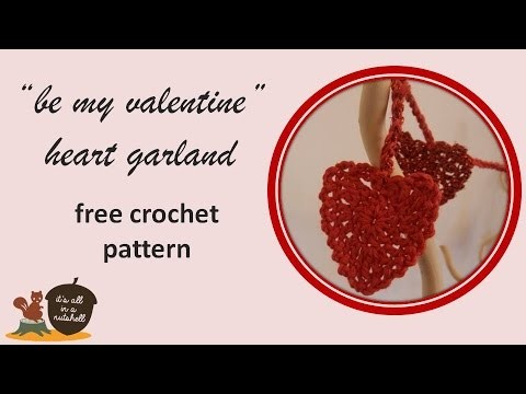 Be my valentine crochet heart garland - free pattern (US terms)