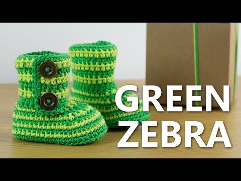 Crochet Baby Booties Green Zebra