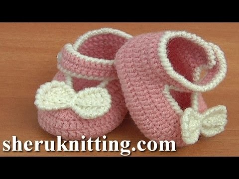 Crochet Bow Shoes  For Baby Tutorial 37 Part 2 of 2