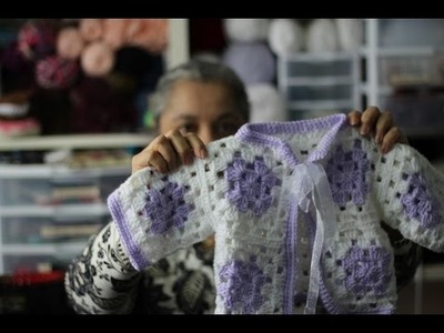 #Crochet Granny Square Baby Sweater