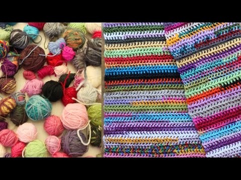 Easy scrap yarn scarf or blanket, crochet tutorial