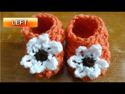 Glover Stitch Newborn Baby Booties - Left handed Crochet Tutorial