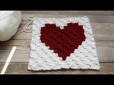 How to #Crochet a C2C (corner to corner) Heart Square Graph (VIdeo 2)