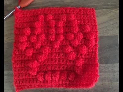 How to crochet a square with bobble chart - Dog paw