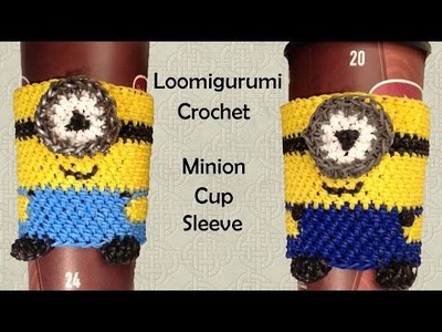 New Loomigurumi. Amigurumi Minion Coffee Cup Cozy Sleeve - Rubber Band Crochet - Rainbow Loom