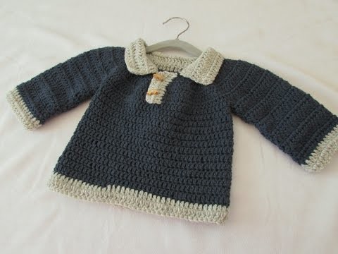 VERY EASY crochet little boy's sweater. jumper. pullover tutorial