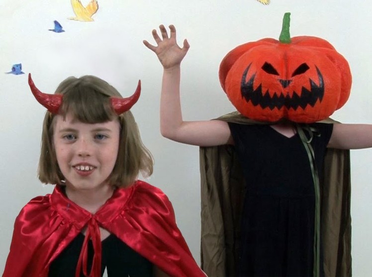 Art Lesson: How to make Devil Horns and a Pumpkin Mask for Halloween