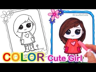 How to Color Easy with Markers, Color Pencil step by step Cute Girl