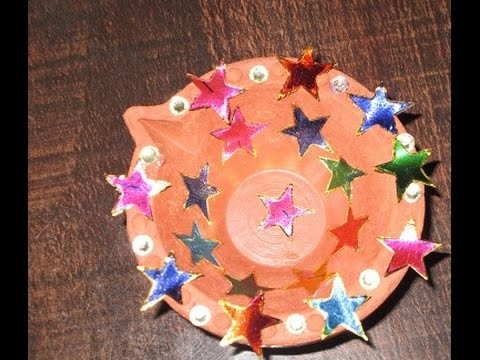 How to Decorate Diya at home by Bindi Specially for  Festivals