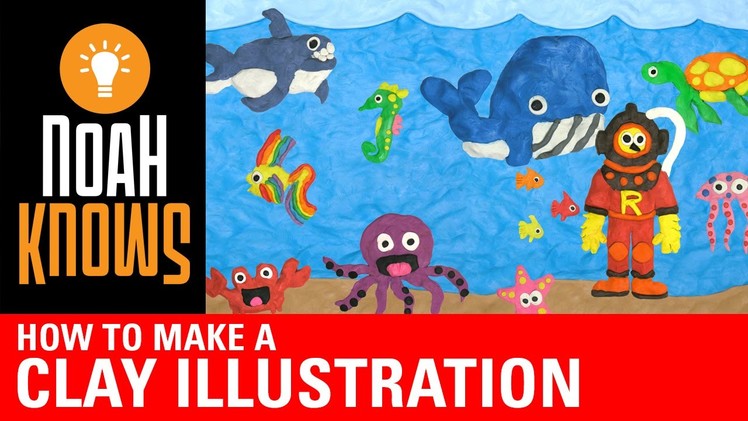 How to make a clay illustration for an ocean themed yearbook cover design.