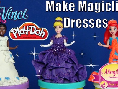 How To Make Disney Princess Magiclip Dresses DohVinci, Play-Doh, Glitter, Tiana, Cinderella, Ariel