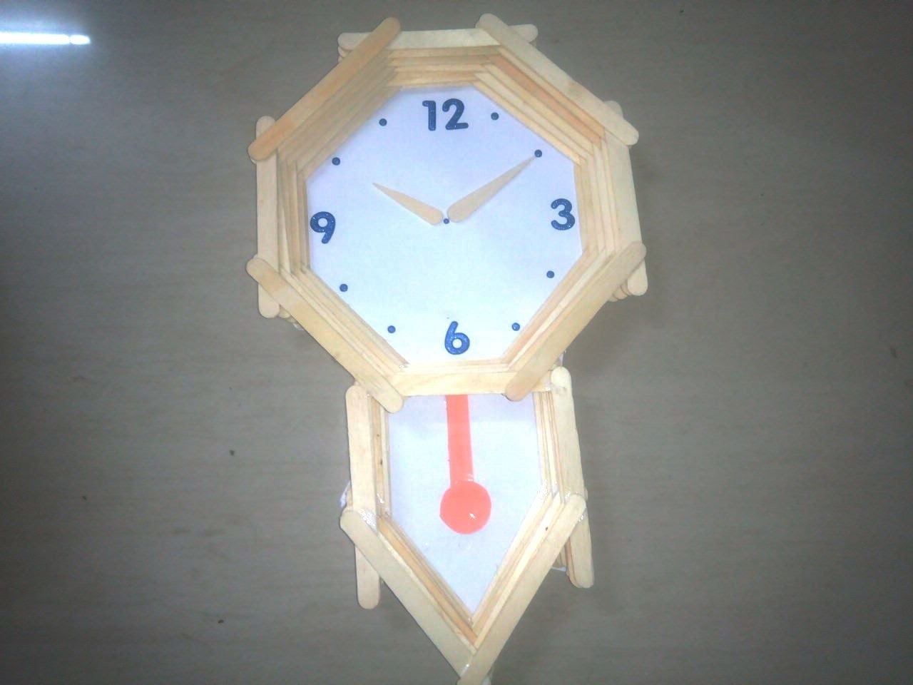 How to make pendulum wall clock with ice cream sticks - craft - school project for kids