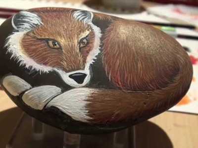 How to Paint a Fox- Painting on rocks