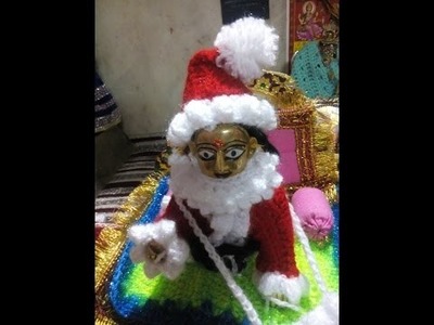Part 4 - Santa cap - How to make Santa dress for bal gopal - crochet winter christmas dress