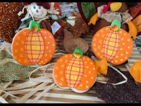 Quilted Pattern Pumpkin Cookies Fall.Thanksgiving(How To)